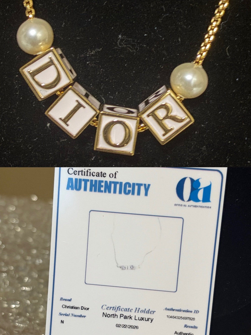 Dior Cube Letter Necklace with Pearl Accents